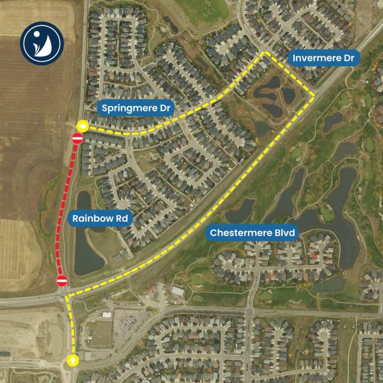 Chestermere Rainbow Road Closure