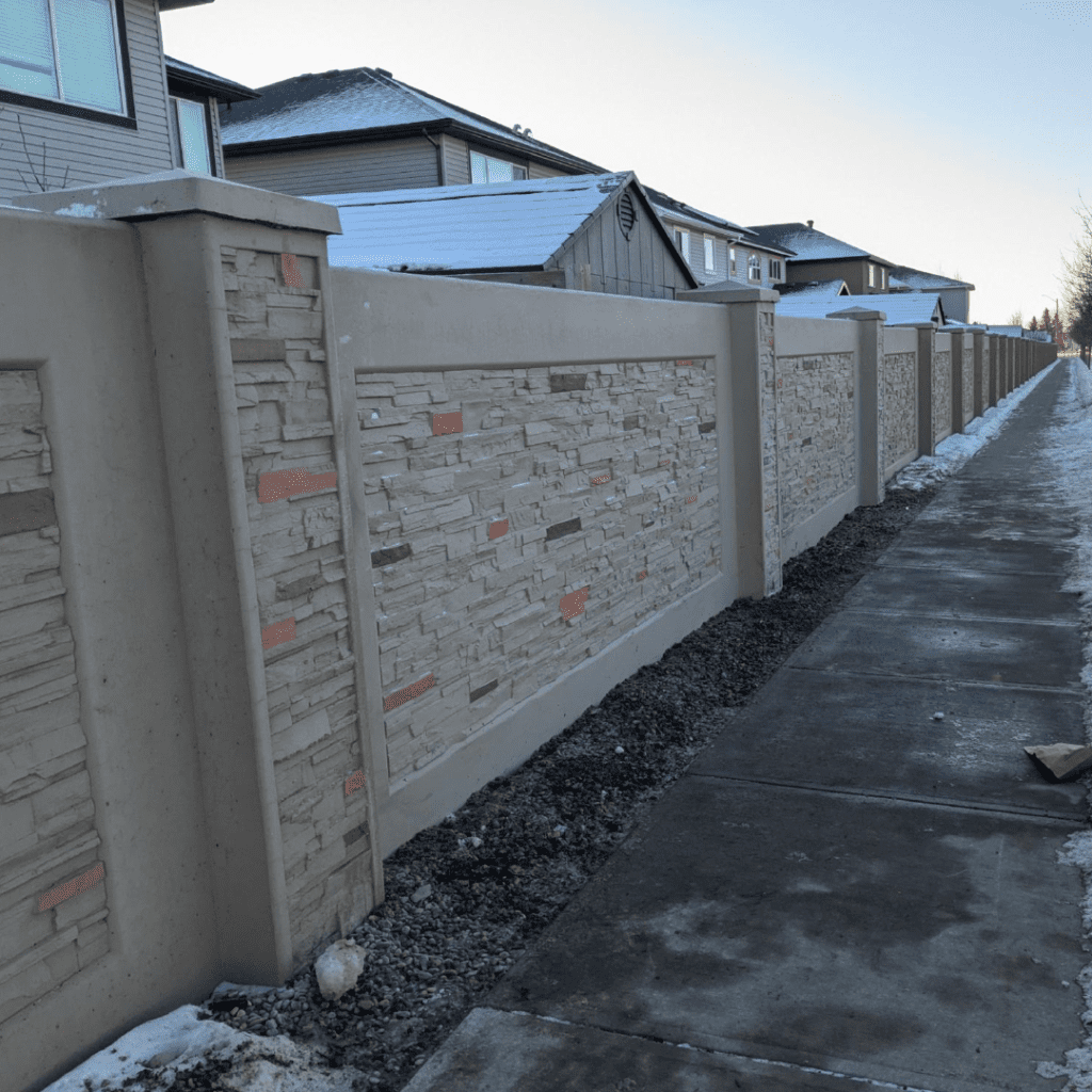 A photo of the sound wall after completed repairs