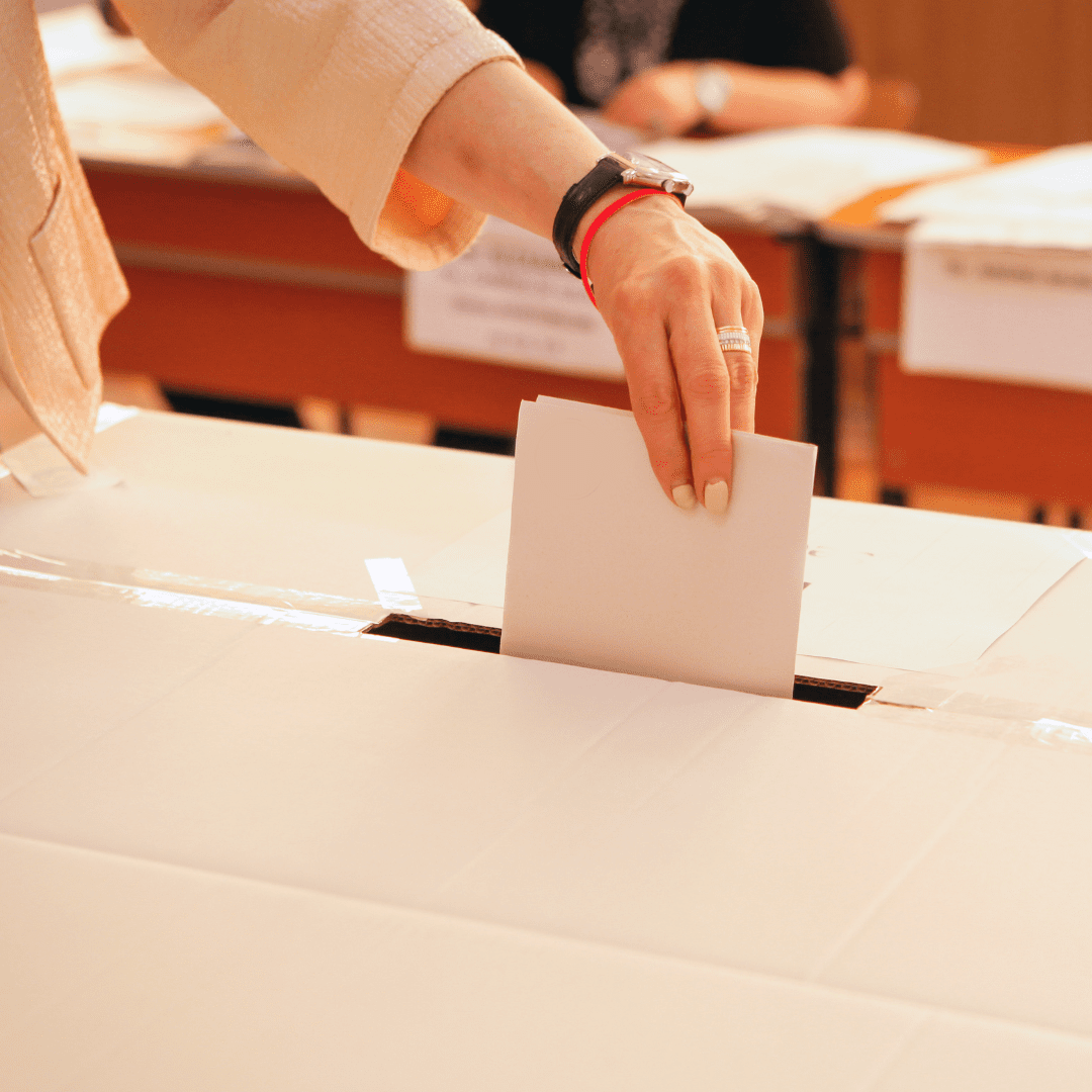 A ballot is cast at a voting station